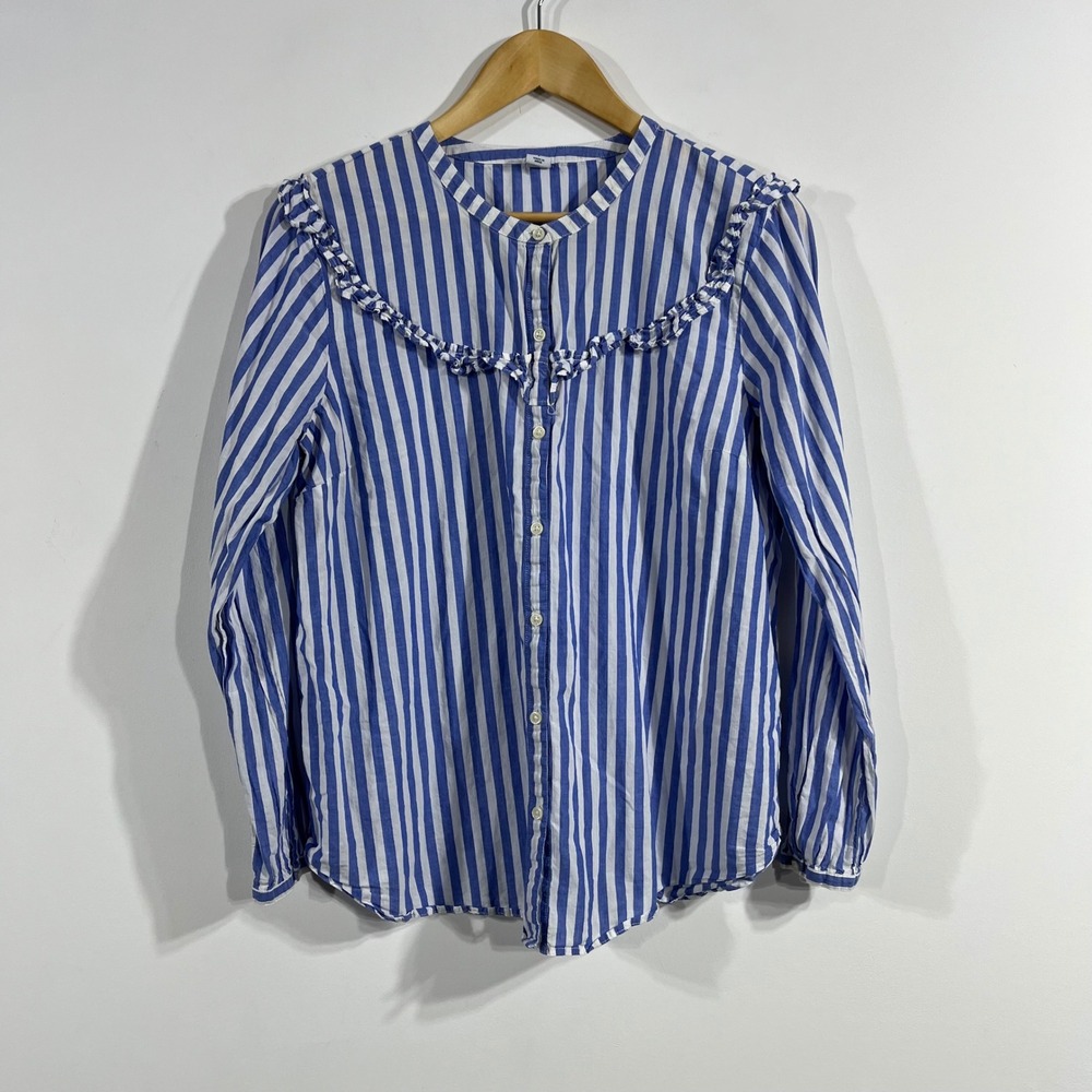Old Navy Nautical Striped Ruffle Peter Pan Cotton Top Large Twee Boho Coastal‎
